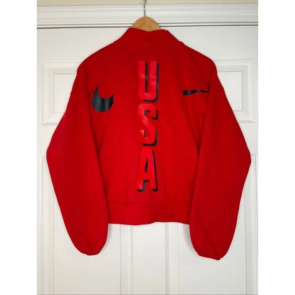 Nike USA Womens Basketball 2024 Olympic Village Red Fleece Sweatshirt Size Small